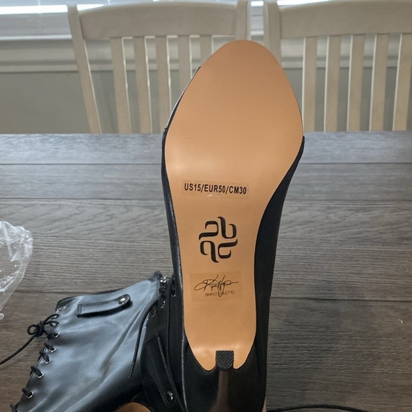 NWT BURJU Moment  Open Toe Lace Up Tongue Ankle Boots | Black | Size 15 - Picture 6 of 9